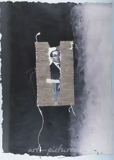 Cycle "Archivum N4", 1996, linen, silk, paper weaving, collage	, 75x50