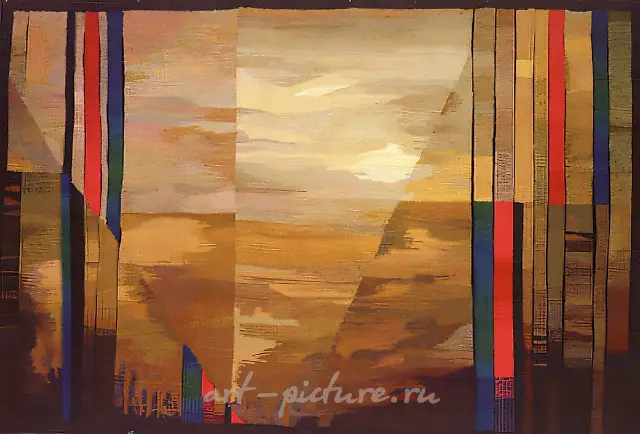 Желтая планета, 1992, ручное ткачество, шерсть, лен, 76х114 Собственность автора