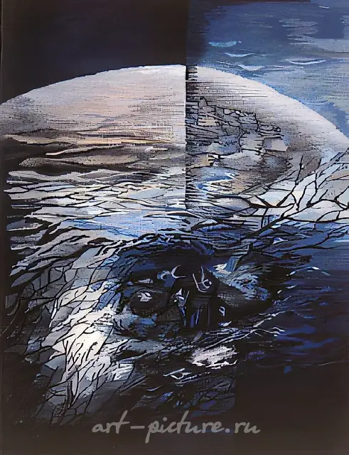 Зима, 1992, ручное ткачество, шерсть, лен, 200х150 Находится в частном собрании