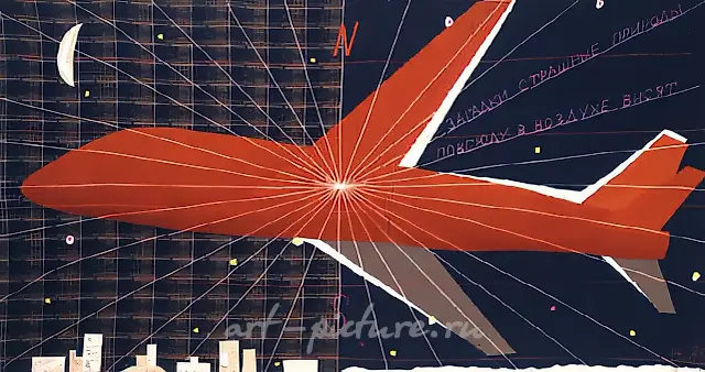 Покрывало с самолётом, 1989, аппликация, 154x287. Собственность галереи «Раисса»