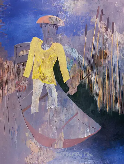 水面暮色，1991年，纤维板，油画，170x135厘米。作者收藏。
