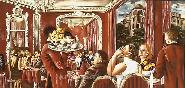 Красный ресторан, 1986, холст, масло, 110х230 Находится в частном собрании в Нью-Йорке