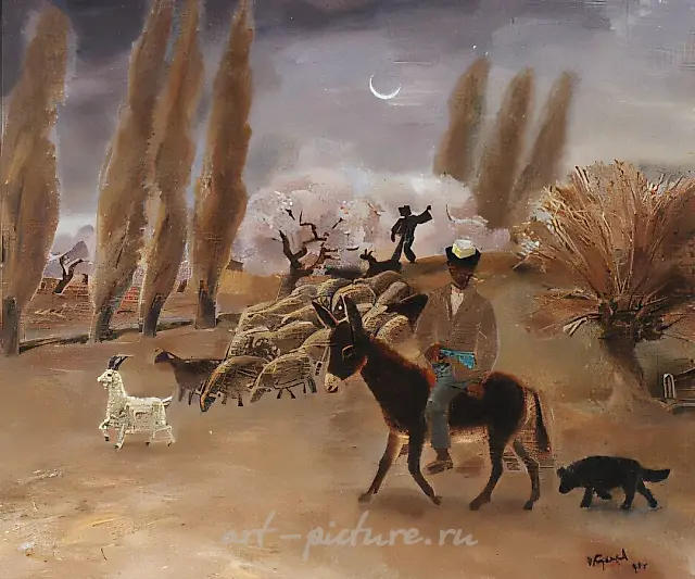 吉尔吉斯牧羊人，1990年，布面油画，75x91厘米，作者收藏