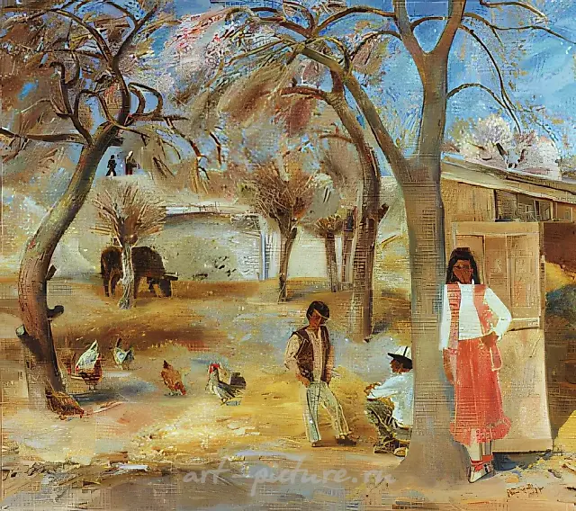 吉尔吉斯斯坦的春天，1992年，布面油画，105×120，作者自藏