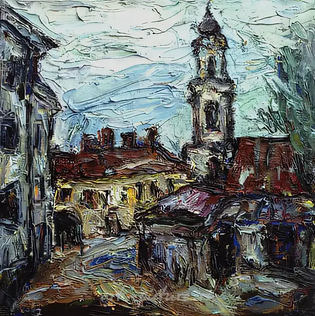 Выход на улицу Савича, 1993, холст, масло, 51х50 Собственность автора