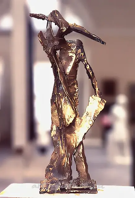 建筑工人，1989年，青铜，40x10x8厘米。作者藏。