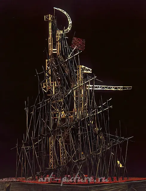 Perestroika tower (the worker and the kolkhoznitsa), 1990, sculpture inside a construction,