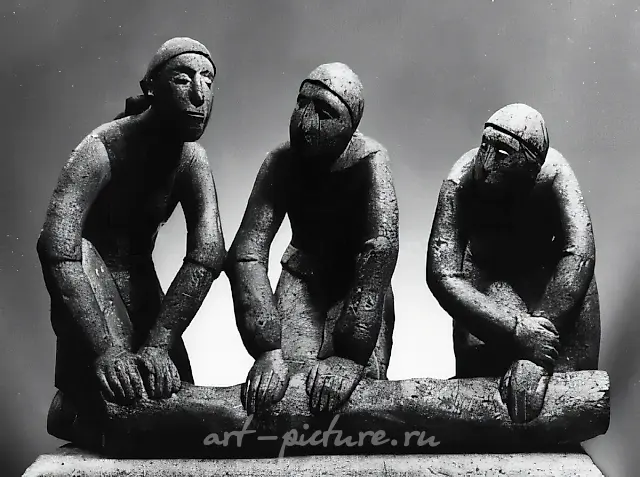 Felt-making, 1973, stone, 25x50x20. Author`s property