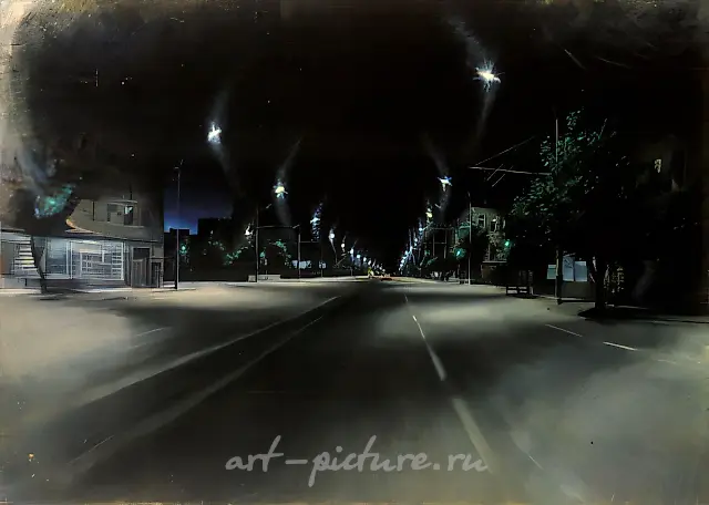Night Moscow, 1975, canvas, oil, 110х140 Property of the Directorate of Russian Exhibitions