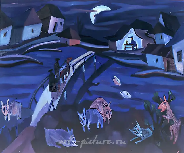 Rabbi Nakhman`s fairy tale, 1991, canvas, oil, 100x120 Author`s property