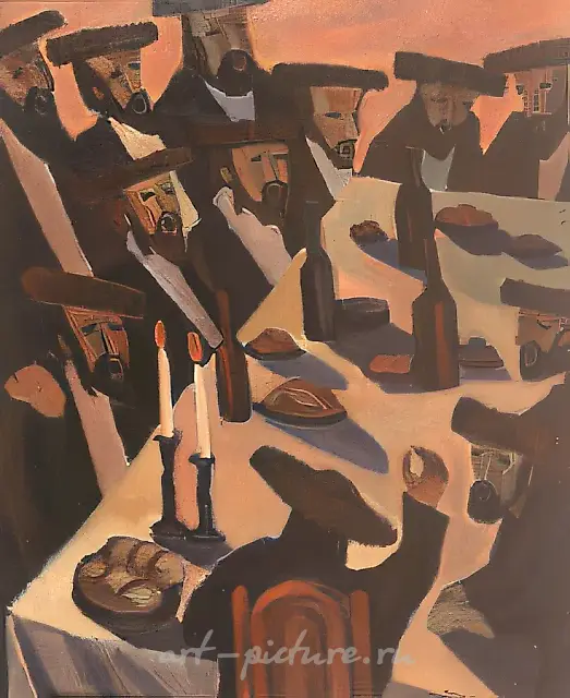 Visiting a rabbi, 1990, canvas, oil, 110x90 Author`s property