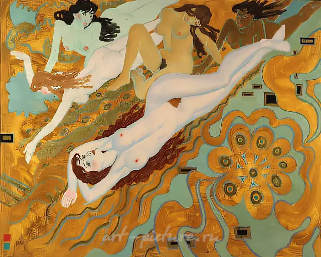 Swimming nymphs, 1991, oil on canvas, 80x100 Private collection