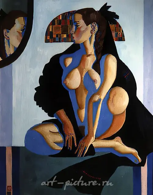 Black shawl, 1989, oil and gold on canvas, 100x80 Private collection. Vienna.