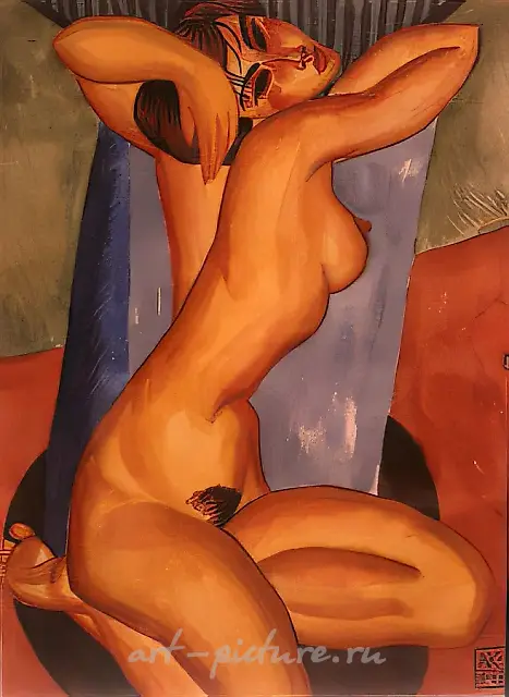Caryatid in the temple of love, 1991, watercolor on paper, 42x35 Author`s property