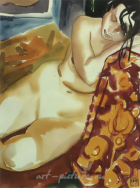 Nude, 1991, watercolor on paper, 42x35 Private collection. Brussels.