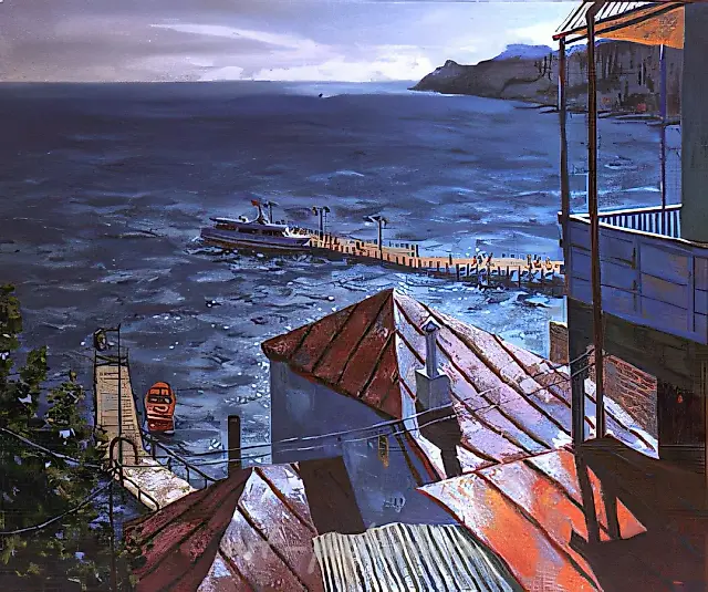 Gurzuf. Chekhovka., 1990, oil on canvas, 100x120 Author`s property
