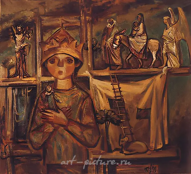 逃往埃及，1991年，布面油画，80x90厘米。作者收藏。
