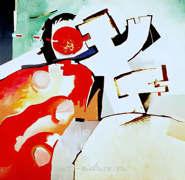 Red fish, 1993, canvas, acrylic, 76x76 Author`s property