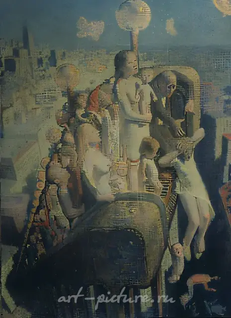 Escalator, 1976, canvas, oil, wood, iron, 100x65 Property of State Tretyakov Art Gallery, Moskow