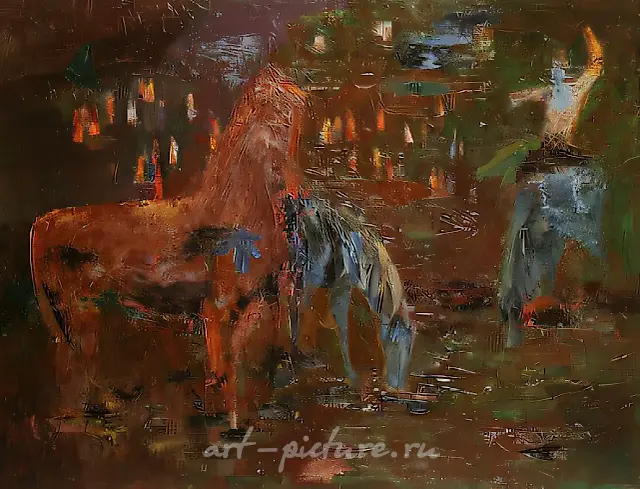 На скачках, 1979, холст, масло, 103х133. Собственность автора