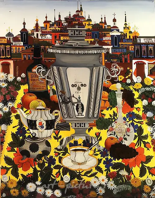 带茶炊的静物，1979年，布面油画，93×73，作者自藏