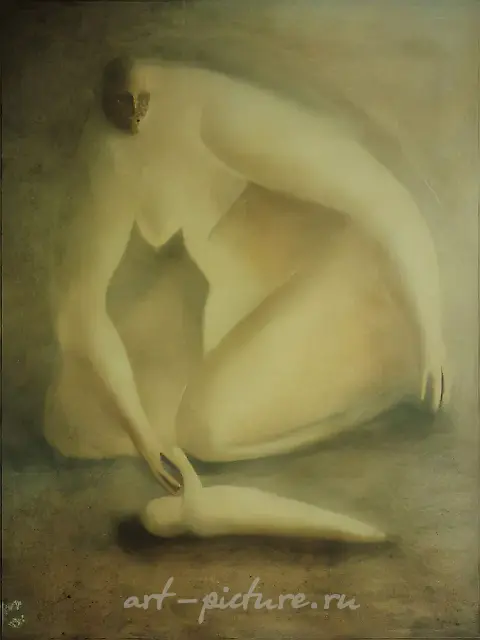 蝴蝶，1989年，布面油画，120×100厘米。塔妮娅与玛丽娜·科洛杰收藏。