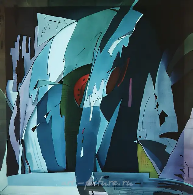 湖泊1号，1991年，蜡染，90x90厘米。作者所有。