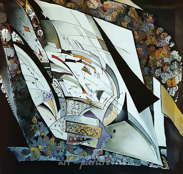 城市的面貌，1991年，蜡染，95x90。作者自藏。