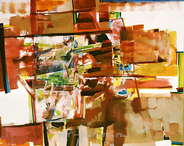 色彩构成，1989年，纸本，拼贴，水彩，72x56厘米。作者自藏。