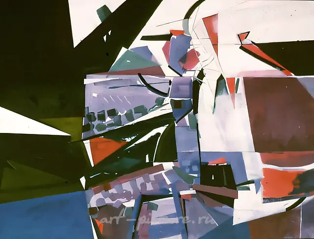 瀑布，1989年，纸本，水彩，墨水，70x80。作者自藏。