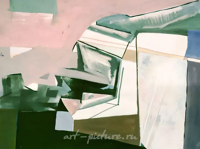 粉色风景，1991年，纸本，水彩，蛋彩，62x76厘米。作者自藏。
