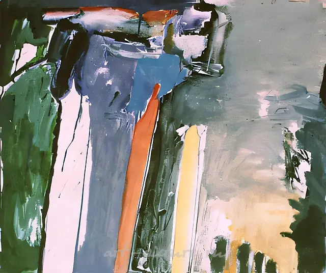 雷雨，1990年，纸本，炭精粉，蛋彩，70x72。作者自藏。