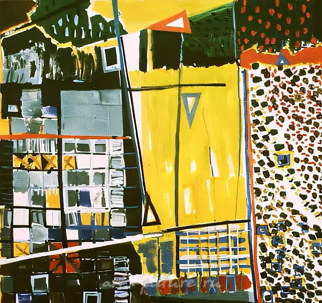 黄色的日子，1989年，纸本，炭精粉，蛋彩，82x86厘米。作者自藏。