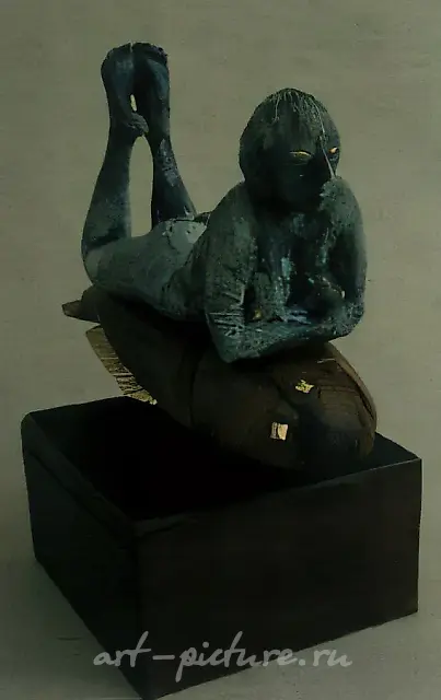Sleep in marvellous fish, 1992, bronze, wood, 40х37х22