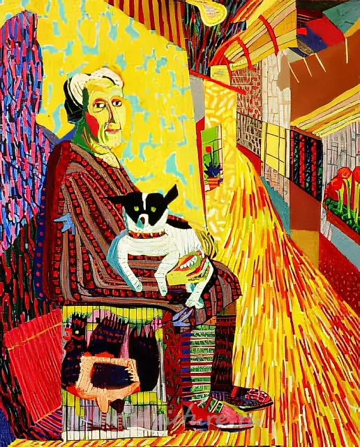 Любимый песик Марии Андреевны, 1990, холст, масло, 120х100 Находится в коллекция Жоао Переса Гомеса.Португалия.