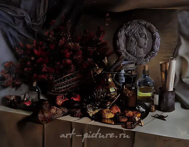 Still life with onions, 1999, Oil on canvas, 95 X 65