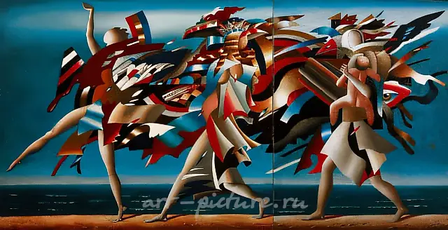 Three Steps by the Seaside, 1992, canvas, oil, 110x215