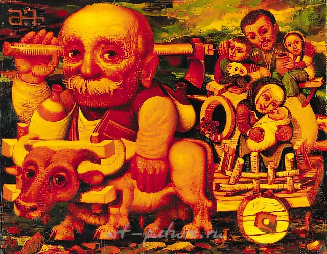 生命的马车, 1999年, 布面油画, 50x40厘米