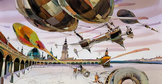 Падение профсоюзов - защитников африканских птиц., 2000, бумага, акварель, 56х105