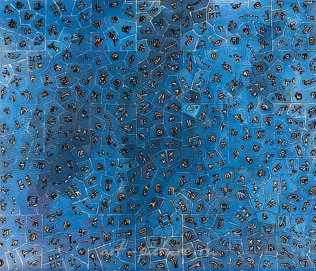 Signs and Shadows. Night., 2000, canvas, mixed technique, 60x70