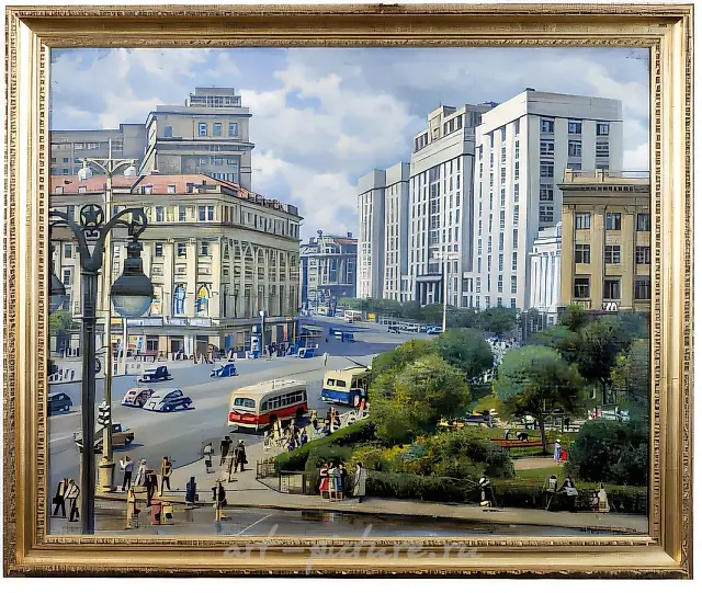 Москва. Площадь Свердлова, 1950, холст, масло, 82х100