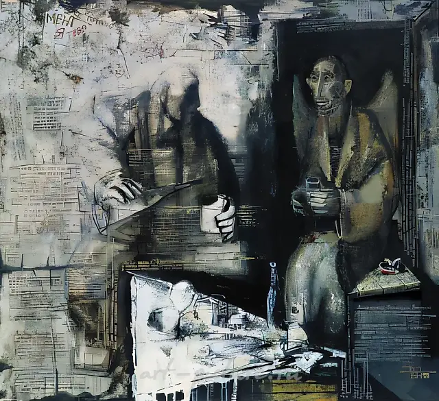 Revellers., 2000, paper, gouache, 110х120