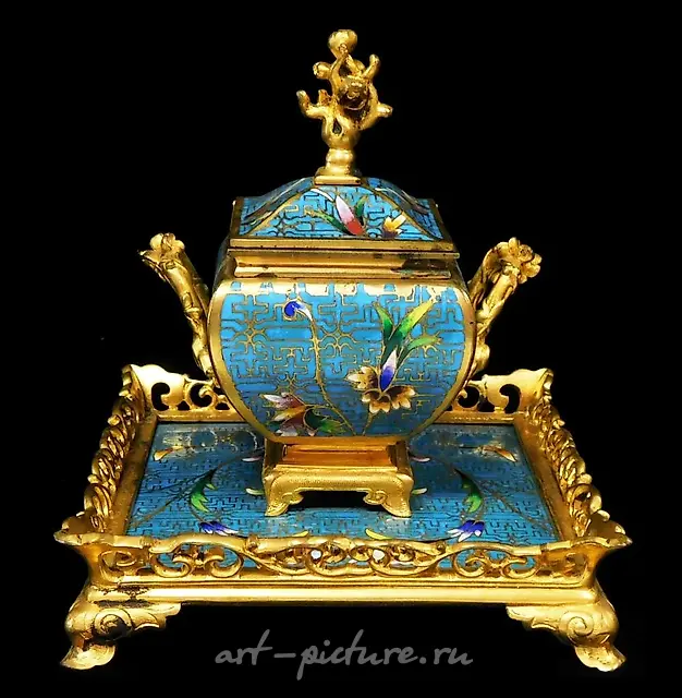 Cloisonne enamel and gilt silver beaker on stand, Russian, 2...