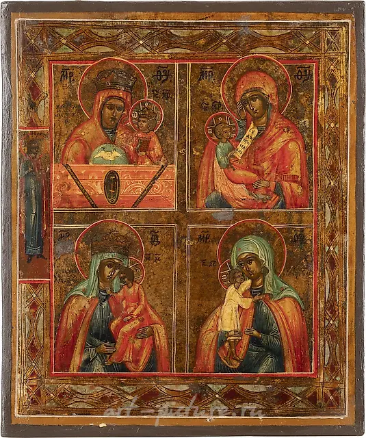 ЧЕТЫРЕХСТОРОННЯЯ ИКОНА С ИЗОБРАЖЕНИЕМ Русской БОЖЬЕЙ МАТЕРИ