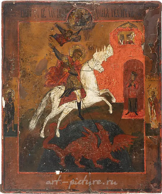 LARGE ICON WITH SAINT GEORGE THE DRAGON SLAYER
