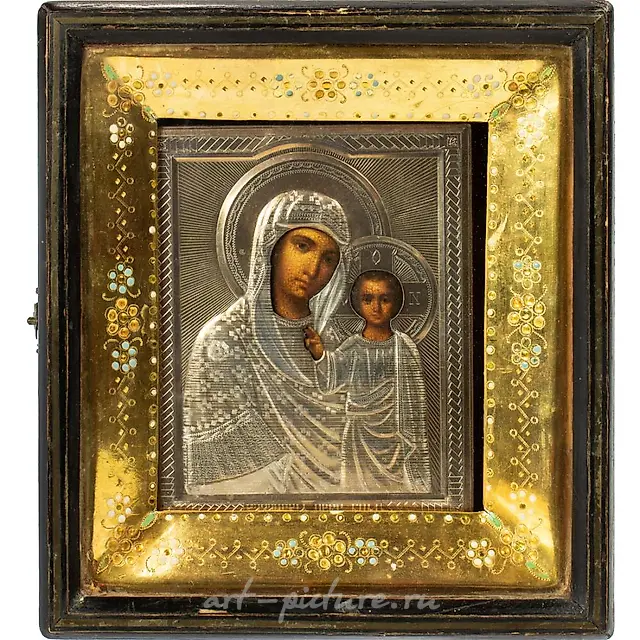 Русская серебряная  икона с окладом
