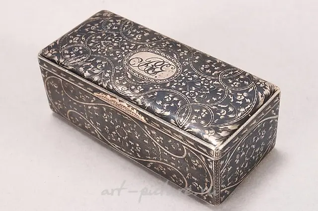 19th Century Russian Silver and Niello Snuff Box