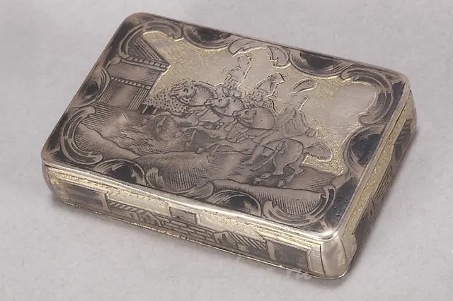 19th Century Russian Silver Niello Snuff Box