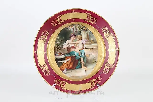 Antique Royal Vienna Porcelain Dish, Signed