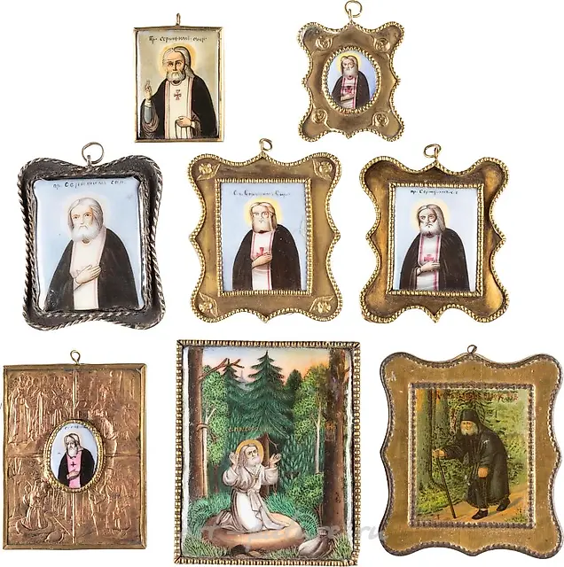 COLLECTION OF EIGHT FINIFTS WITH SAINT SERAPHIM OF SAROV